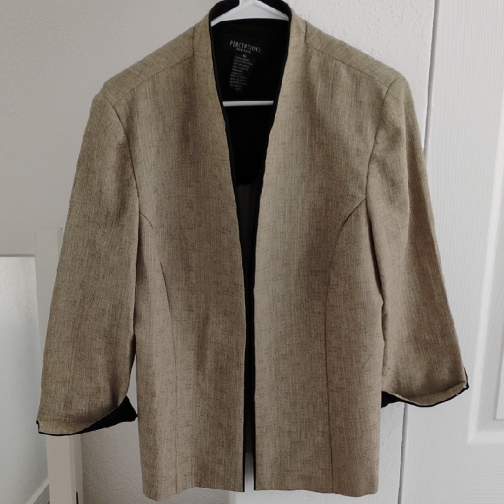 Perceptions Beige Open-Front Jacket